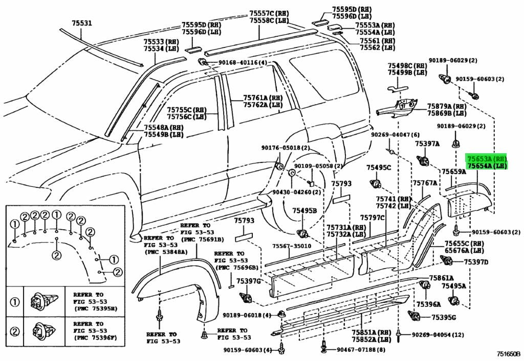 Genuine Toyota 4Runner Quarter Molding RH LH 75653-35100-C0 75654-35100-C01