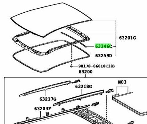 TOYOTA LEXUS RX270/350/450H Panoramic RoofSunshadeTrimProtector No.6 63346-480101