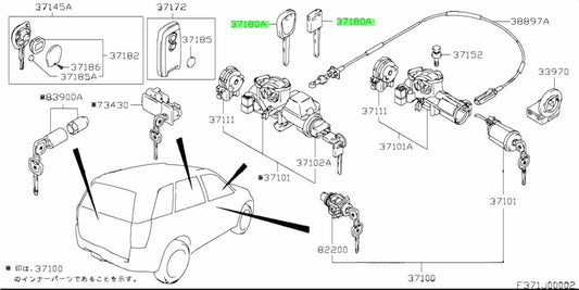 37145-63J01-000 Suzuki Key,blank 3714563J01000, New Genuine OEM Part1