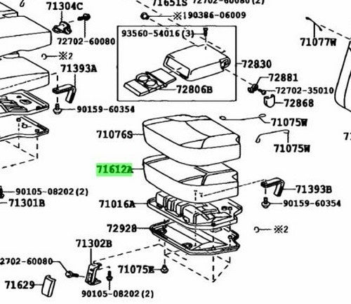 71612-35030 Toyota Pad, rear seat cushion, lh 7161235030, New Genuine OEM Part1