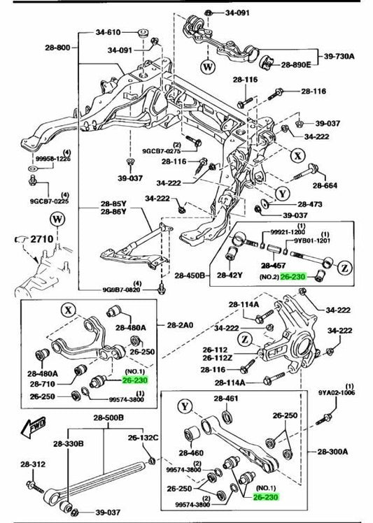 MAZDA RX-7 FD3S 93-95 Genuine Rear Lower Arm Pillow Ball No.1 FD01-26-220 x2 Set1