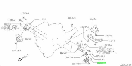 OEM INSULATOR, ENGINE MOUNTING FR Nissan 180SX S13 KRPS13 SR20DET 11220-85F000