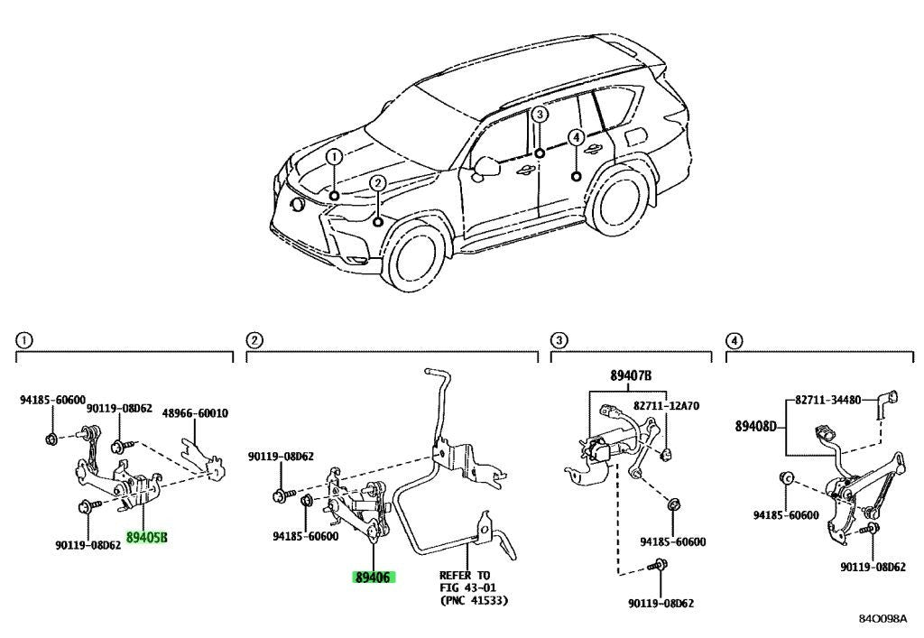 New Genuine Toyota FR Suspension Height Sensor L&R Pair 89405-60030 89406-600401