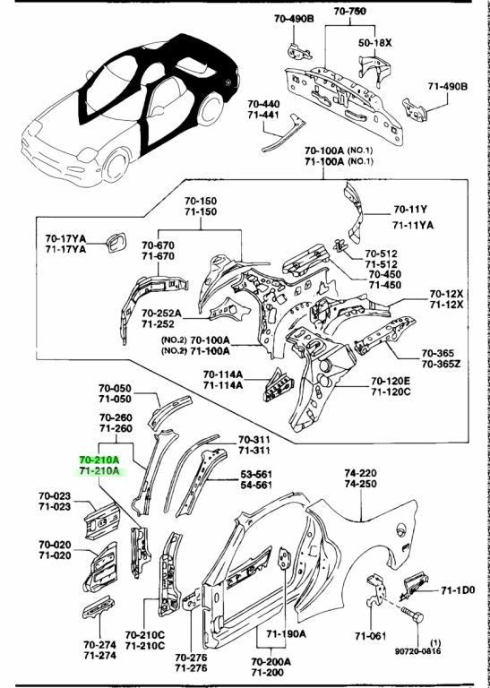 OEM MAZDA HINGE PILLAR RH/LH SET RX-7 FD3S FD01-70-230A FD01-71-230A0