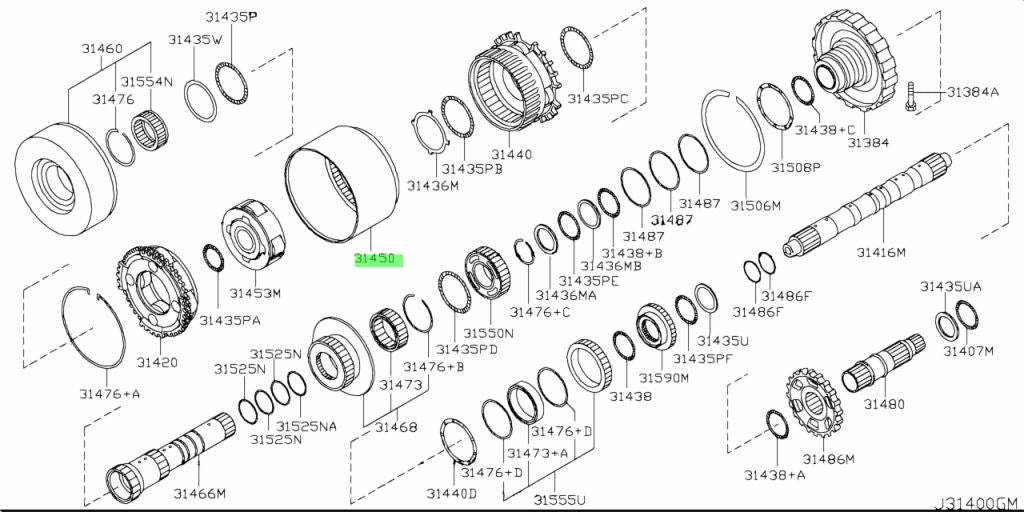 Genuine Nissan Internal Gear Assembly 31450-90X000