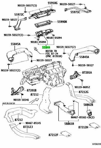 OEM Genuine TOYOTA Lexus Heater To Register Duct No.2 55844-53100 5584453100