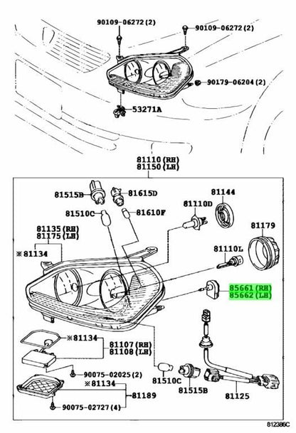 OEM MOTOR, HEADLAMP LEVELING R&L SET Toyota HiAce Van 200 GDH206V 85661-120201