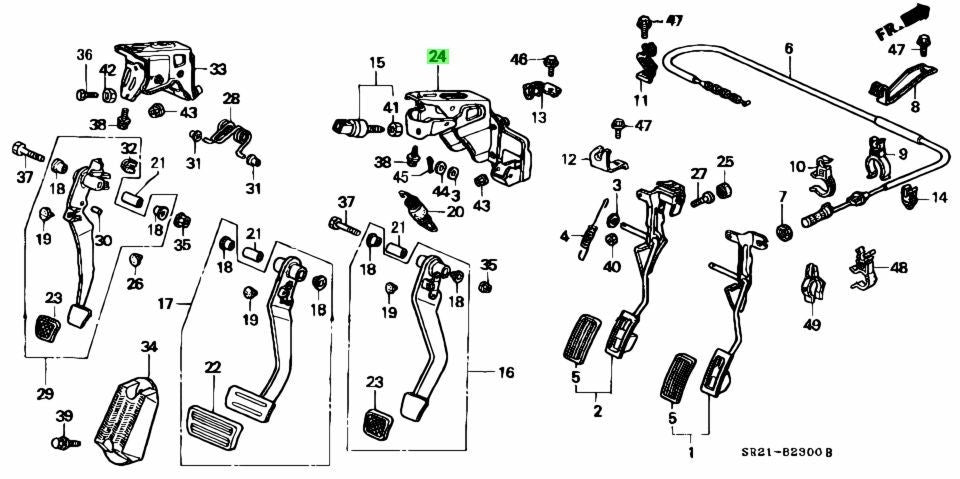 OEM Honda Civic EG Del Sol Pedal Bracket 46590-SR3-N51 Genuine0