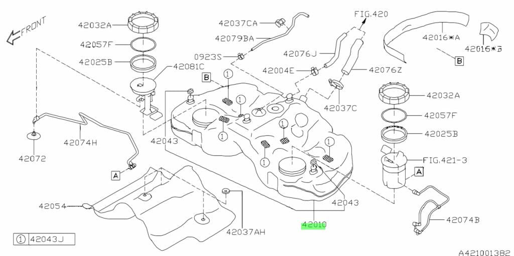 Genuine Subaru Fuel Tank Assembly OEM 42012-CA0101