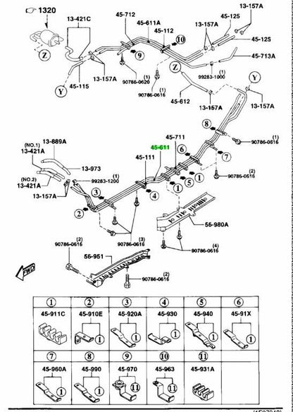 OEM MAZDA PUMP FUEL PIPE RX-7 FD3S FD01-45-611A0