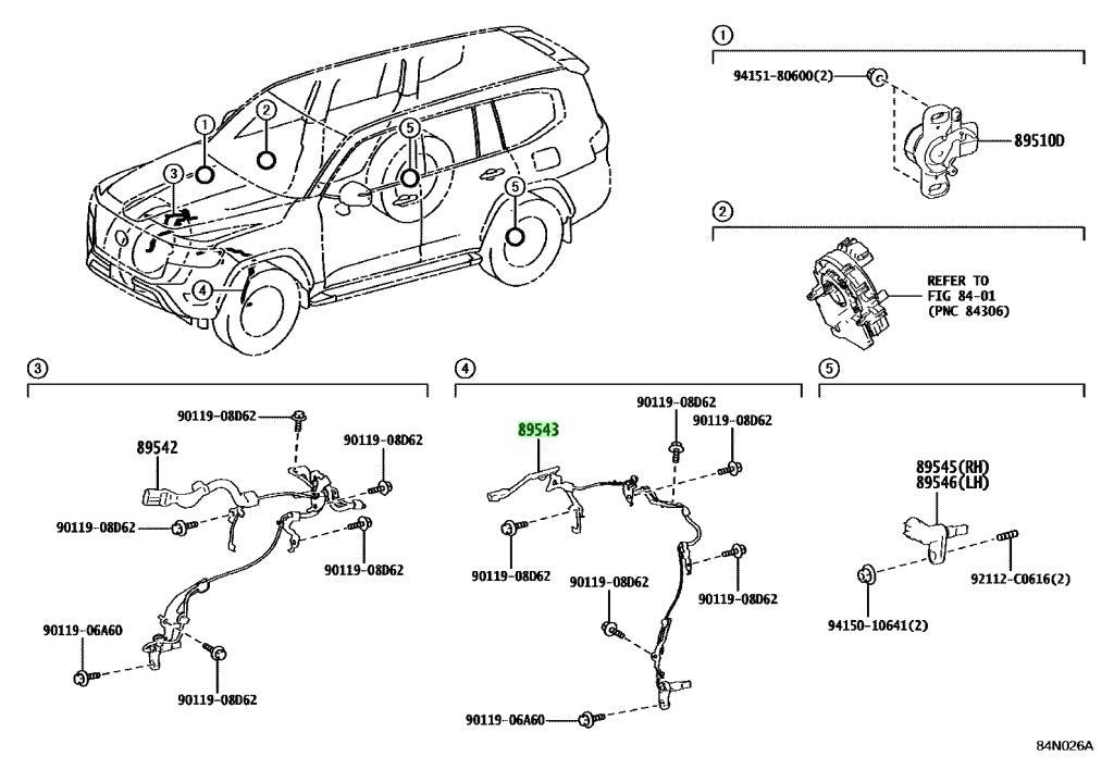 TOYOTA Genuine OEM LH Front Speed Sensor 89543-60060 LAND CRUISER New1