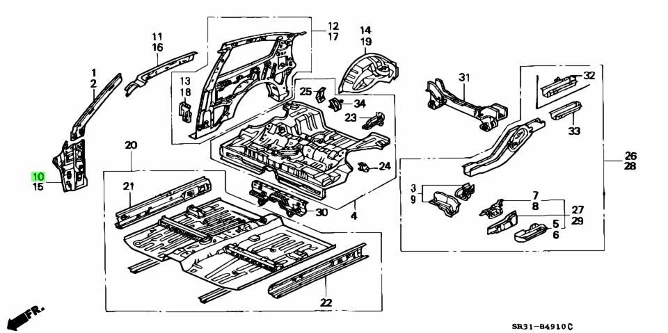 OEM Honda Civic EG 1992-1995 64130-SR3-300ZZ RH Front Inner Lower Pillar Genuine0