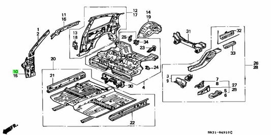 OEM Honda Civic EG 1992-1995 64130-SR3-300ZZ RH Front Inner Lower Pillar Genuine0