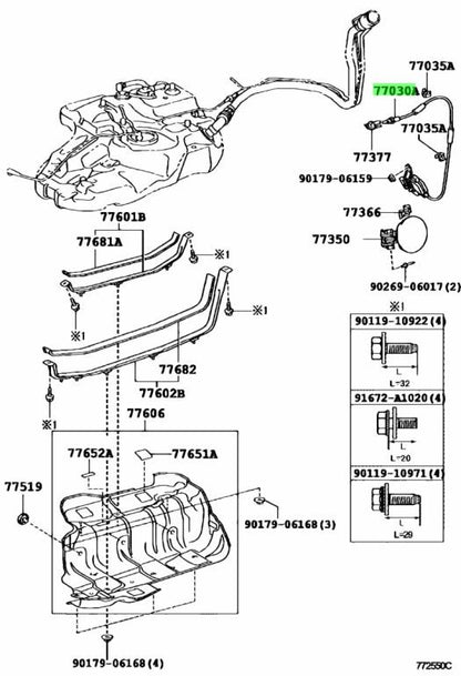 Genuine Toyota Lexus RX270 RX350 RX450h Fuel Lid Lock Motor 77030-480500