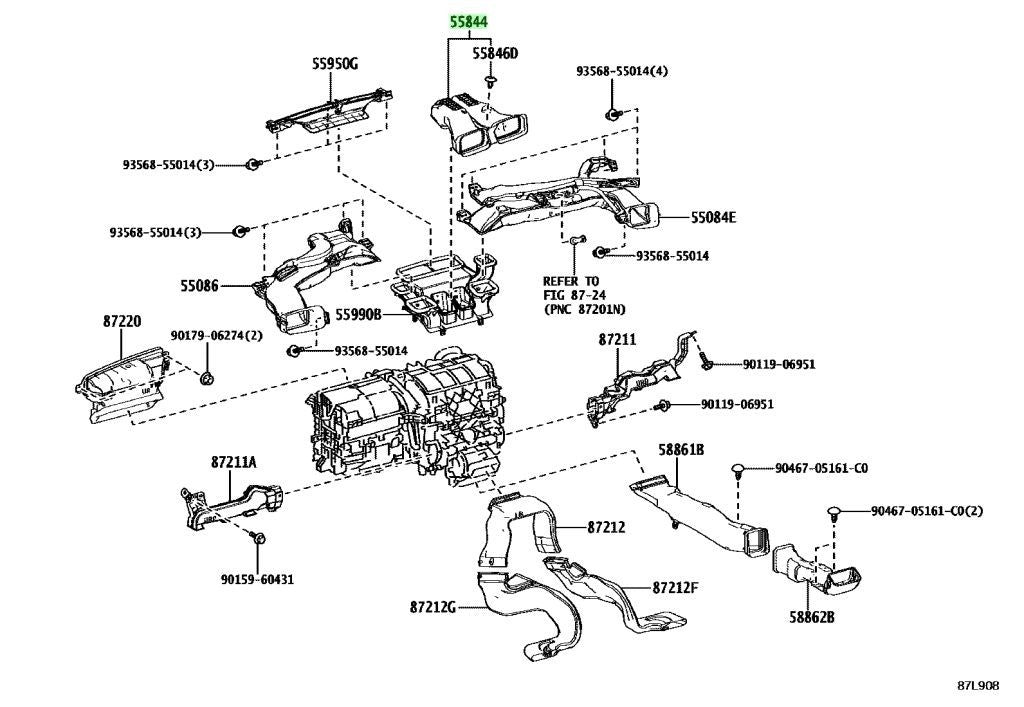 OEM TOYOTA Lexus UX Series Heater To Register Duct No.2 55844-76070 55844760700