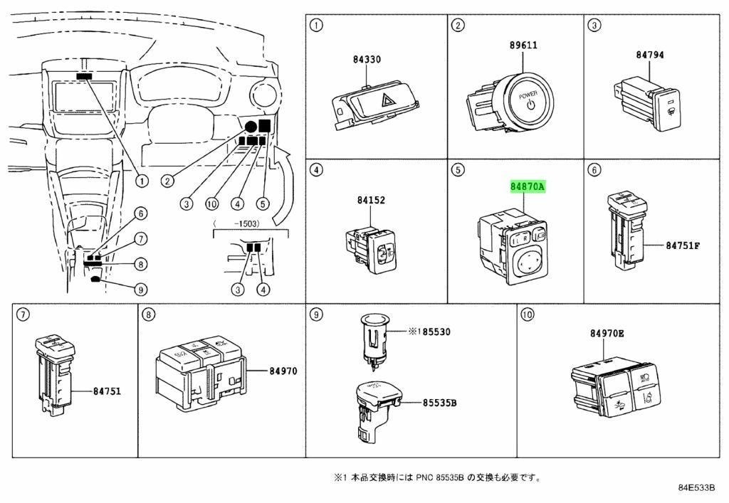 OEM SWITCH ASSY, OUTER MIRROR Genuine Toyota HiAce Van 200 GDH206V 84870-280401