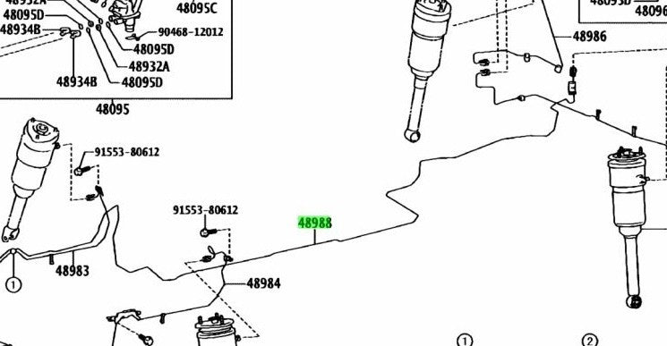 OEM TOYOTA Lexus Height Control Tube No.8 Air Suspension 48988-50100 48988501000