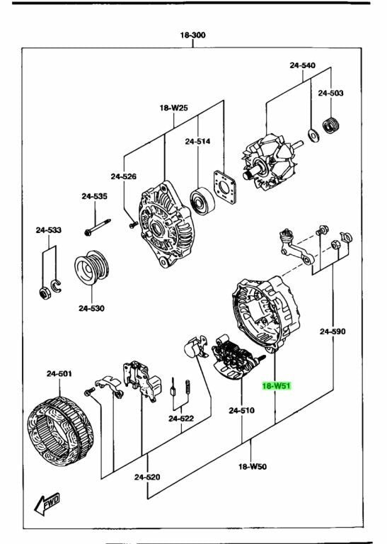 OEM Mazda RX-7 FD3S N3A1-18-W51 Alternator Rear Cover Genuine0