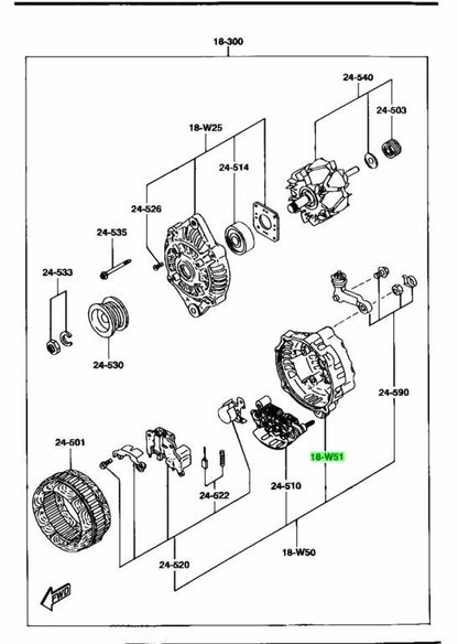 OEM Mazda RX-7 FD3S N3A1-18-W51 Alternator Rear Cover Genuine0