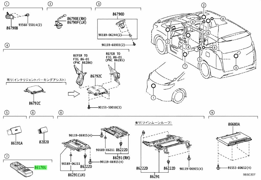 Genuine Toyota Alphard AGH30 Rear Monitor Switch & Volume Assy OEM 86170-580901