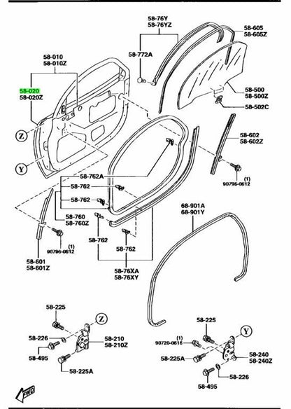 OEM Mazda FRONT DOOR OUTER PANEL (R) RX-7 FD3S FD01-58-030B0