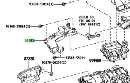 OEM Genuine TOYOTA Lexus Heater To RegisterDuct No.3 Assy 55086-76052 55086760521
