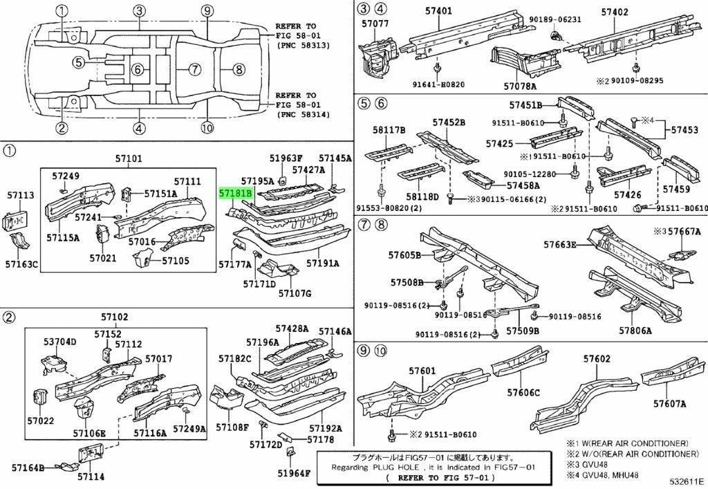 57181-48020 Toyota Plate, front side member, no.3 rh 5718148020, New Genuine OEM0