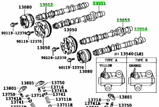 Genuine Toyota Camshaft Set 4PCS 13501-38010 13502-38010 OEM0