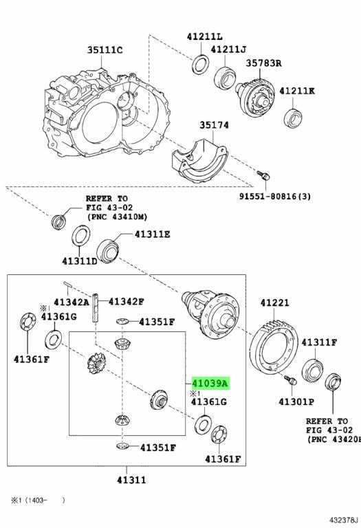 OEM Genuine Toyota Lexus Differential Gear Kit Assembly 41039-28020 41039280200
