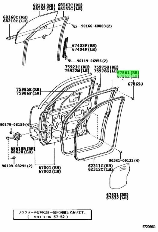 Genuine Toyota Front Door Weatherstrip RH LH Set 67861-35090 67862-350801