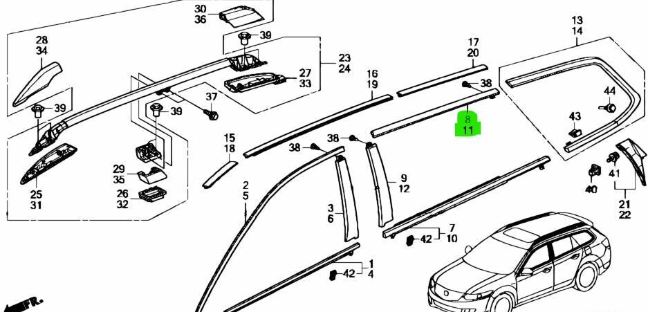 OEM Honda Acura Upper Molding Rear Door RH&LH set Accord Tourer 2011-2014 TSX