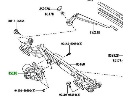 New Genuine Toyota Windshield Wiper Motor Assy 85110-60480 OEM1