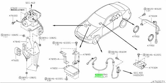 Genuine Nissan 350Z Z33 Front L&R ABS Wheel Speed Sensors 47910AL50A 47911AL50A1