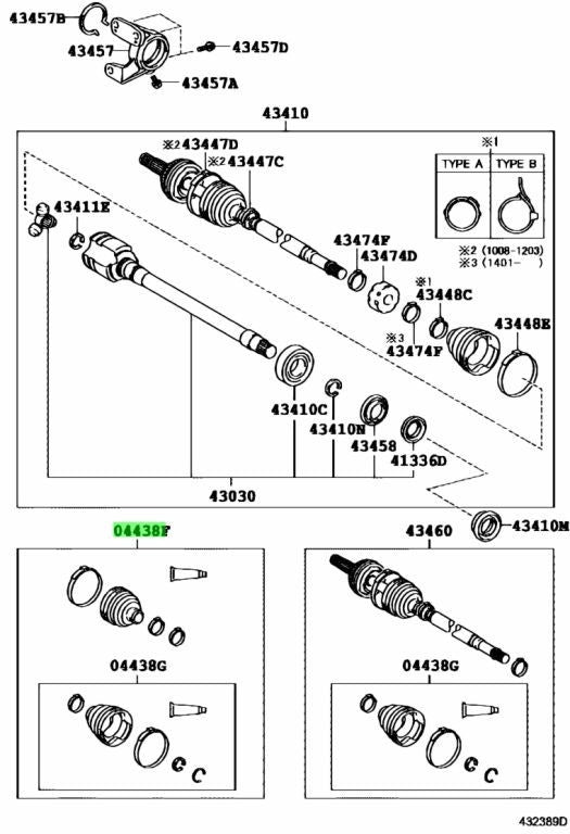 Toyota Lexus RH Front DriveShaftBootKit Inboard Outboard 04427-48170 04427481701