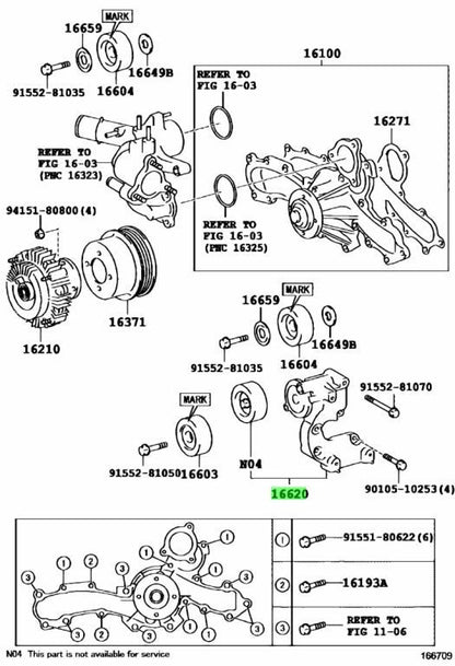 Toyota Genuine 1662011010 Tensioner Assy 16620-11010 OEM1