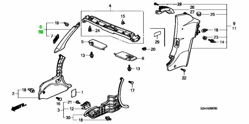 Honda S2000 AP1 AP2 Genuine GARNISH Set LR FRONT PILLAR NH167L 84103-S2A-000ZA