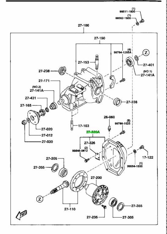 OEM Mazda RX-7 FD3S Rear Differential Rear Cover R005-27-320 Genuine0