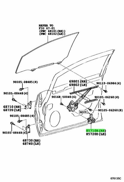 Genuine Toyota Lexus Power Window Regulator Motor RH 85710-603511