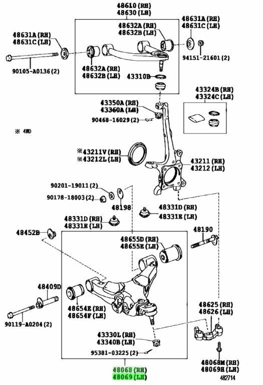 Genuine OEM 2008-2021 Toyota Tundra Sequoia Lower Control Arm Front Set