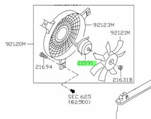 Genuine Nissan 350Z Z33 Radiator Cooling Fan Motor 21487-AX00A1