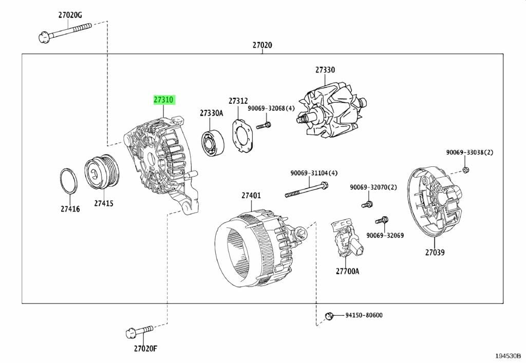 Genuine Toyota Alphard AGH30 Alternator Drive End Frame OEM 27310-0V2800