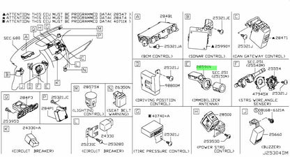 Genuine Nissan Immobilizer Antenna Assembly 28590-1LA0A1