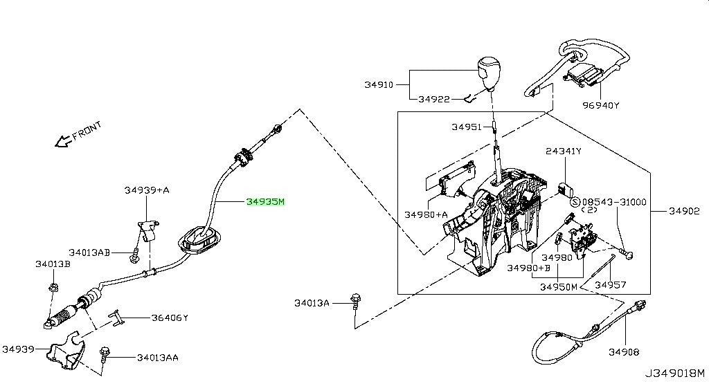New Genuine Nissan Shift Control Cable Assembly 34935-6MA0A OEM0