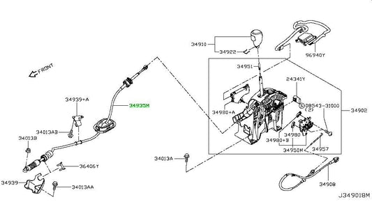 New Genuine Nissan Shift Control Cable Assembly 34935-6MA0A OEM0