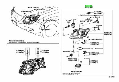Genuine Lexus RX270 RX350 RX450H Headlamp Assembly RH LH 81110-48A41 81150-48A411