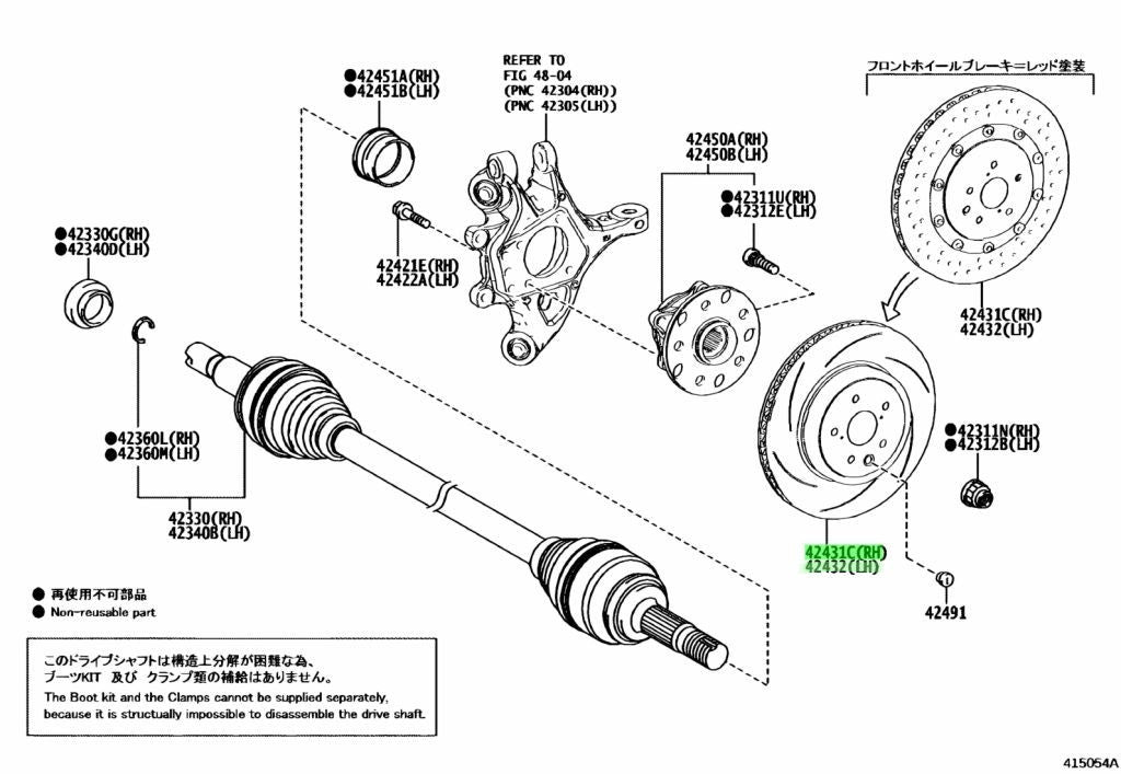 Genuine Lexus GS F RC F Rear Brake Disc RH LH Set 42431-0W050 42432-0W0101
