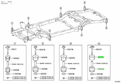 TOYOTA LAND CRUISER PRADO GRJ120 03-09 No.4 Up & Low Mounting RL set Genuine1