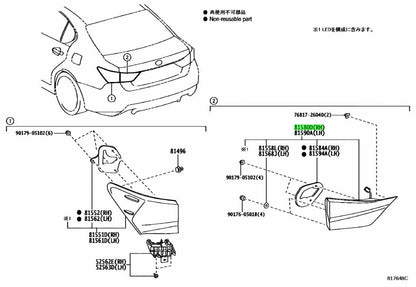 Genuine Lexus Rear Combination Lamp Assy RH 81580-306301