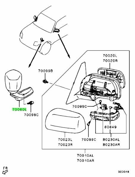New Genuine Mitsubishi Pajero Montero Front Under View Mirror LH 7634A003BA0