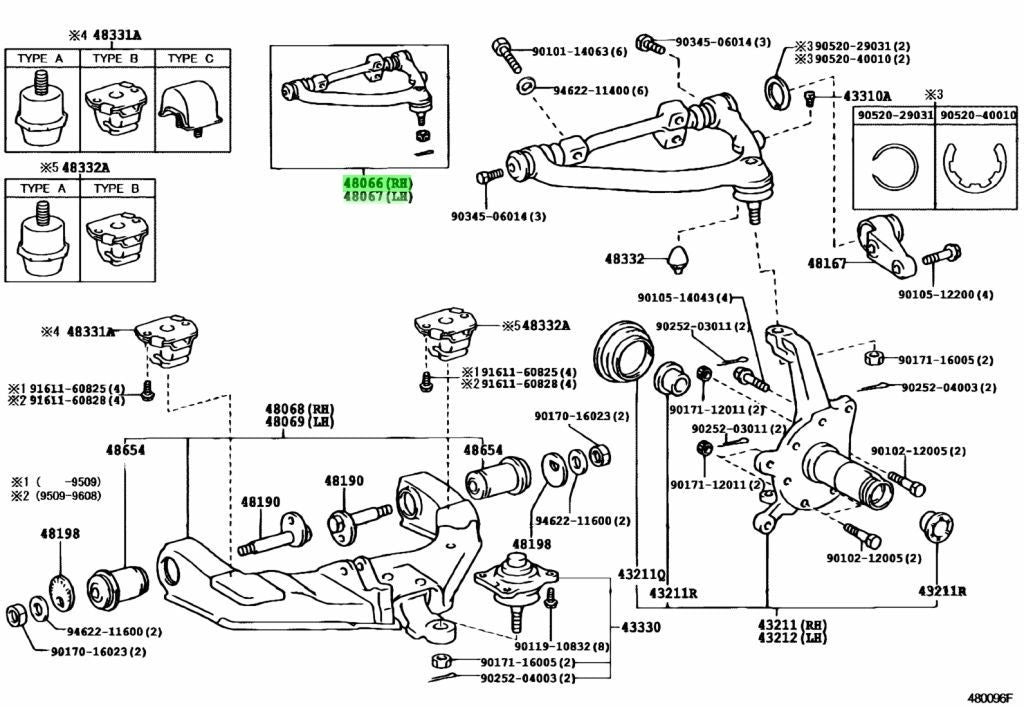 TOYOTA Genuine OEM Front Suspension Upper Arm Left and right set1